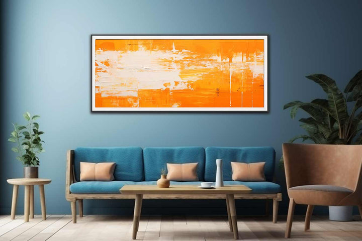 Orange White Lines Painting  