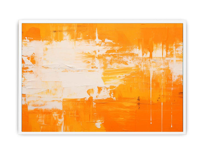 Orange White Lines Painting   Canvas Print