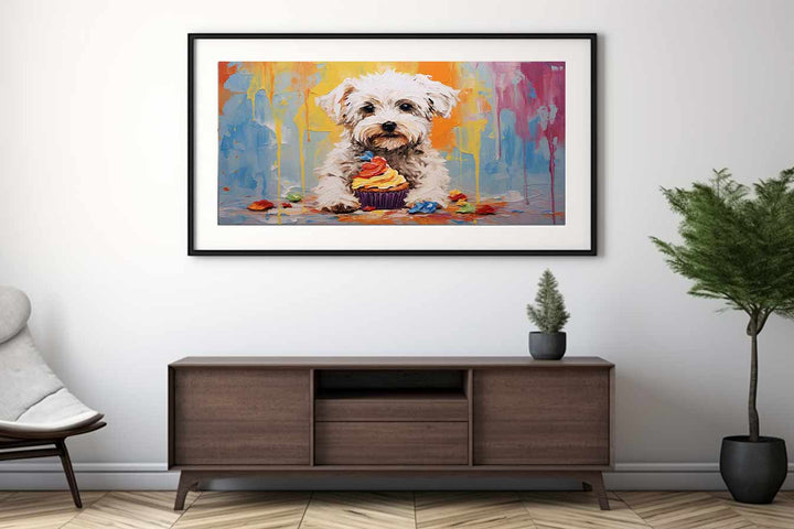 Dog Cupcake Modern Art Painting  