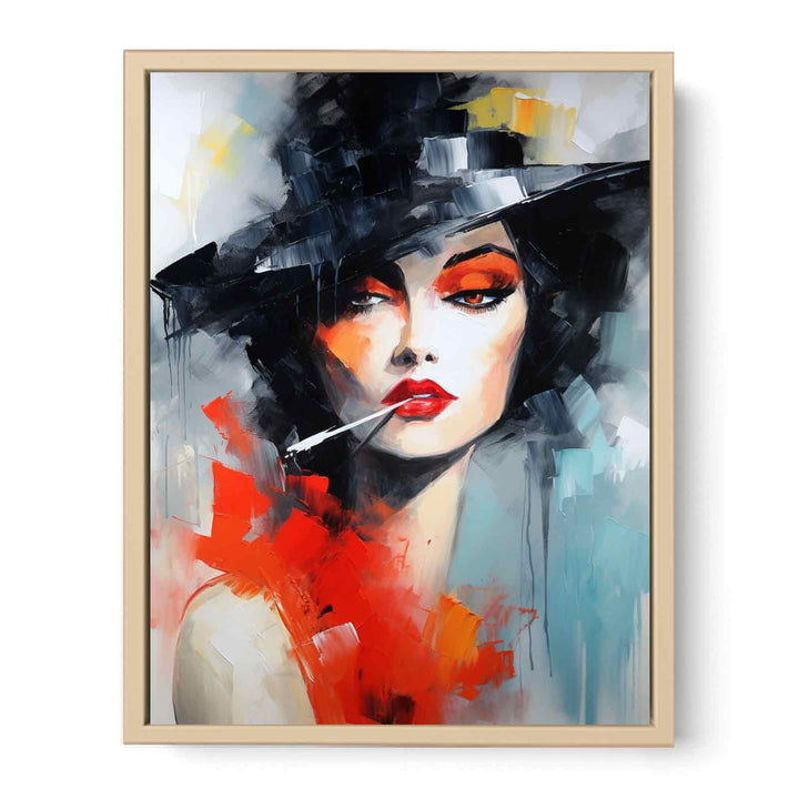 Girl Smoking Modern Art Painting   Poster