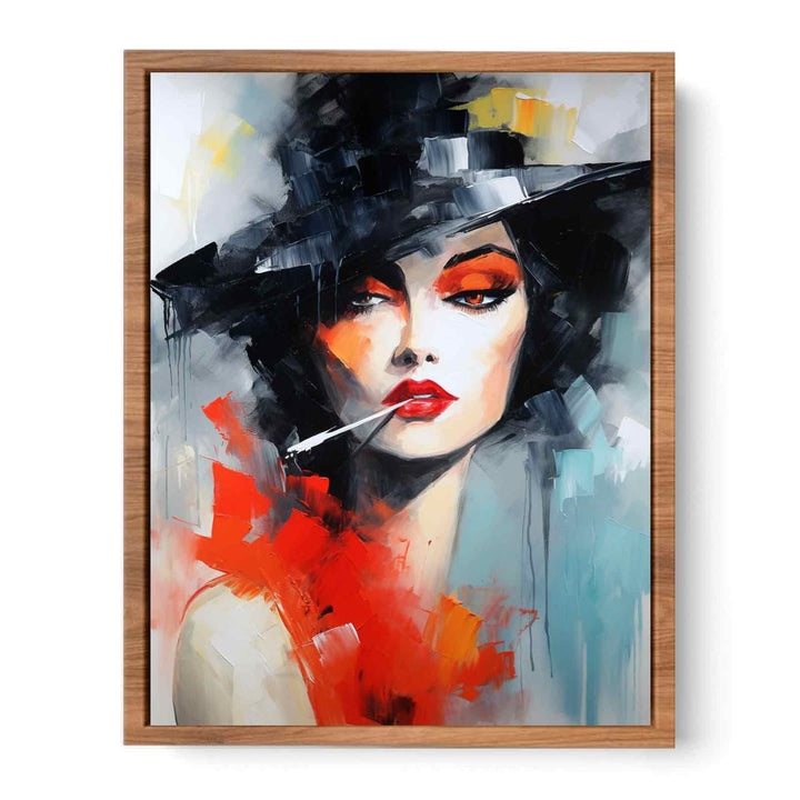 Girl Smoking Modern Art Painting  