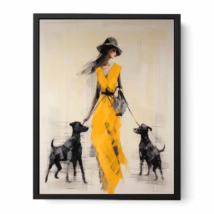 Female Three Dog Modern Art Painting  