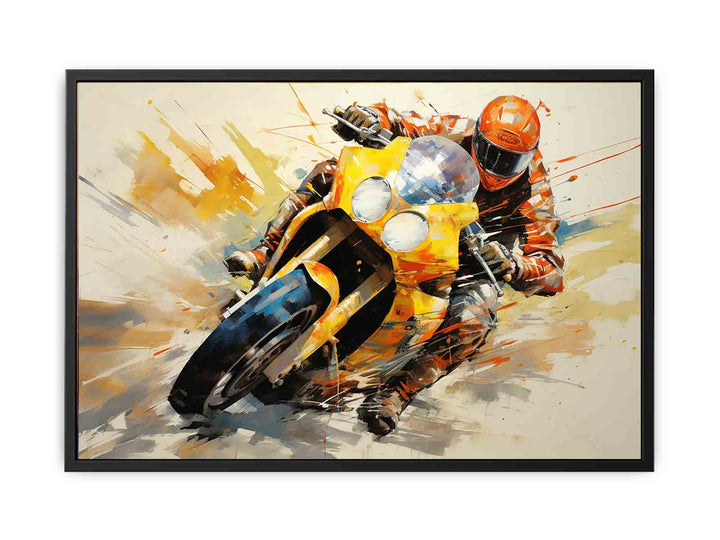 Rider Motorcycle Modern Art Painting  
