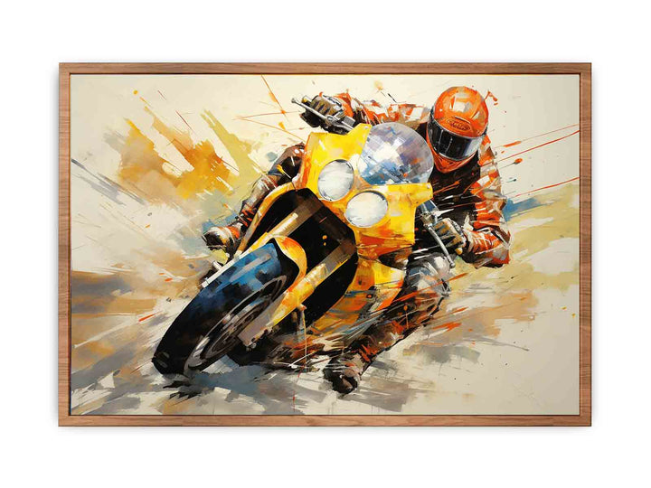 Rider Motorcycle Modern Art Painting  
