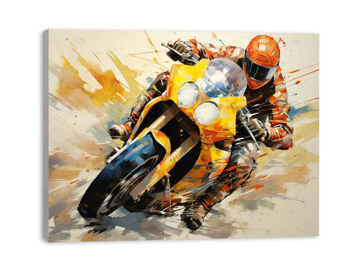 Rider Motorcycle Modern Art Painting  