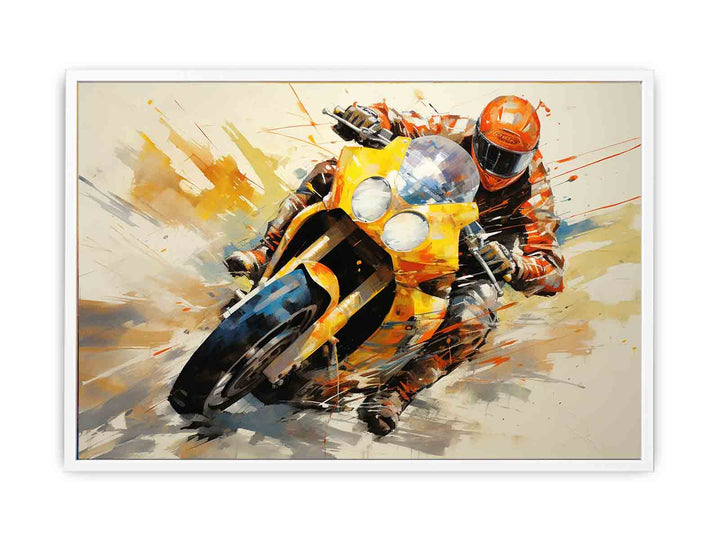 Rider Motorcycle Modern Art Painting  Canvas Print