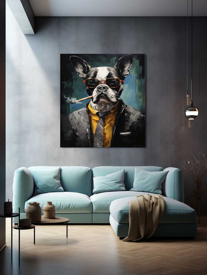 Modern Dog Smoke Art Painting  