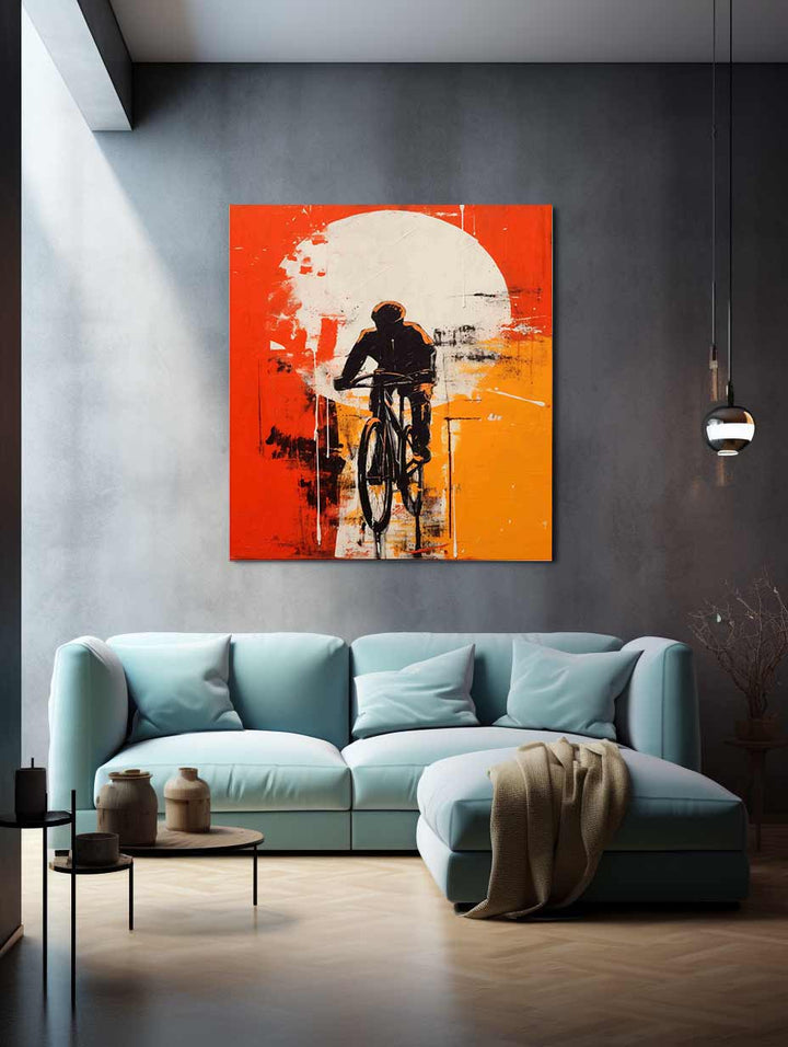 Cycle Rider Modern Art Painting  