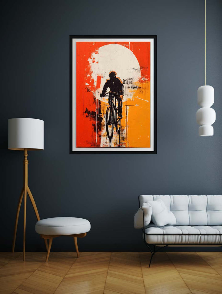 Cycle Rider Modern Art Painting  