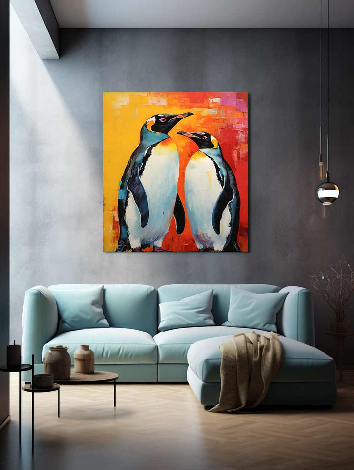 Two Penguin Modern Art Painting  