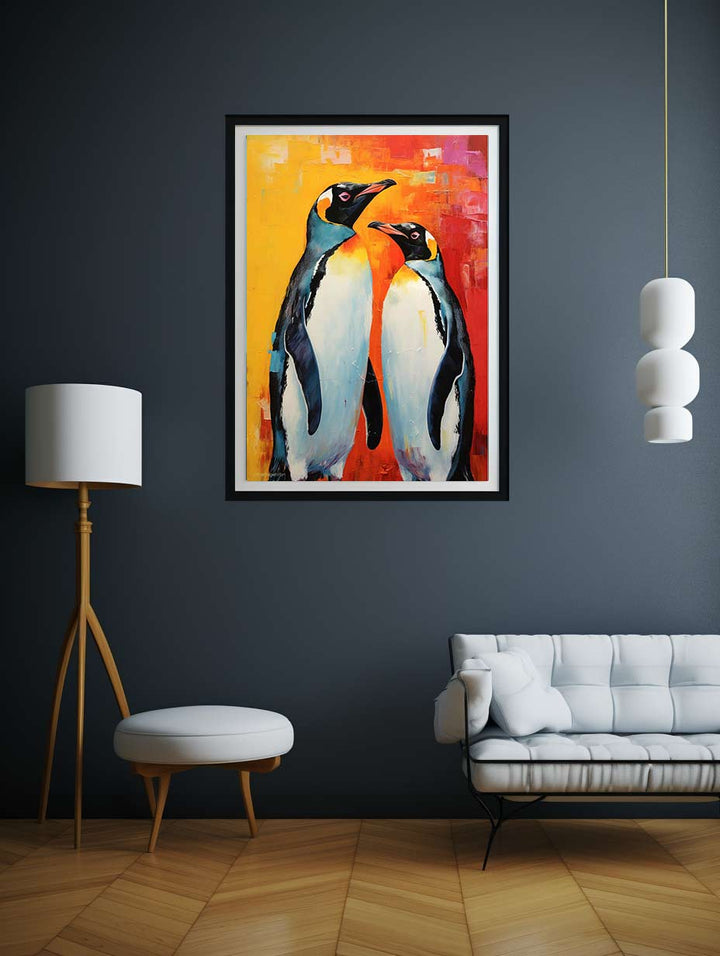 Two Penguin Modern Art Painting  