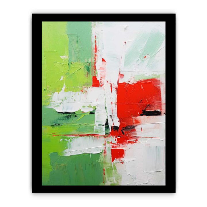 Abstract Painting Green Red