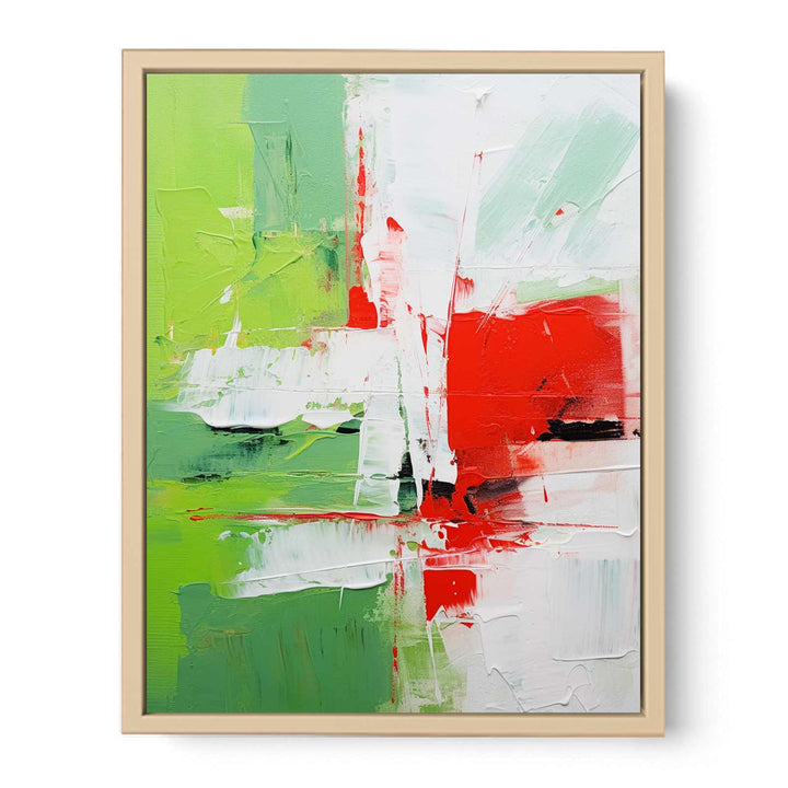 Abstract Painting Green Red
