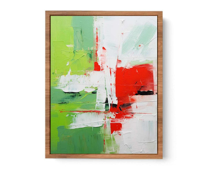 Abstract Painting Green Red