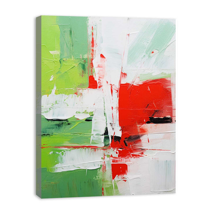 Abstract Painting Green Red