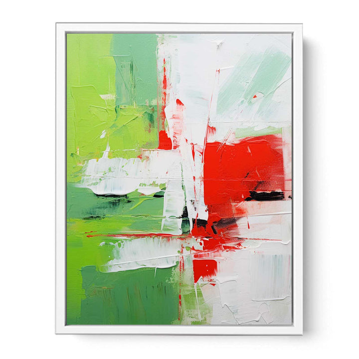 Abstract Painting Green Red