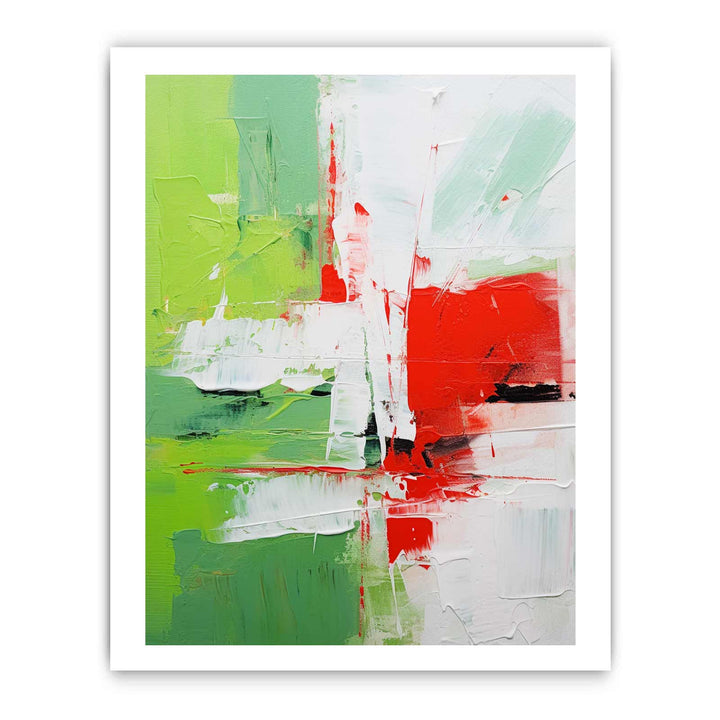 Abstract Painting Green Red