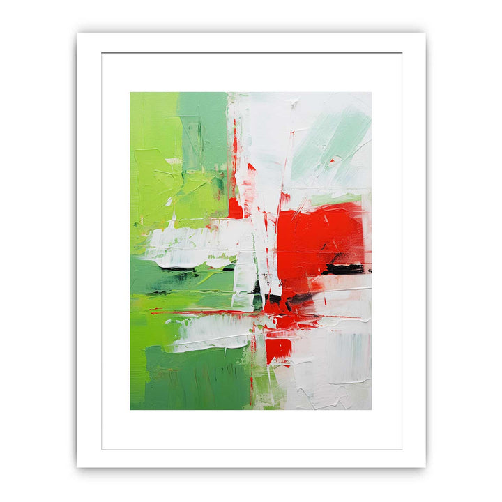 Abstract Painting Green Red