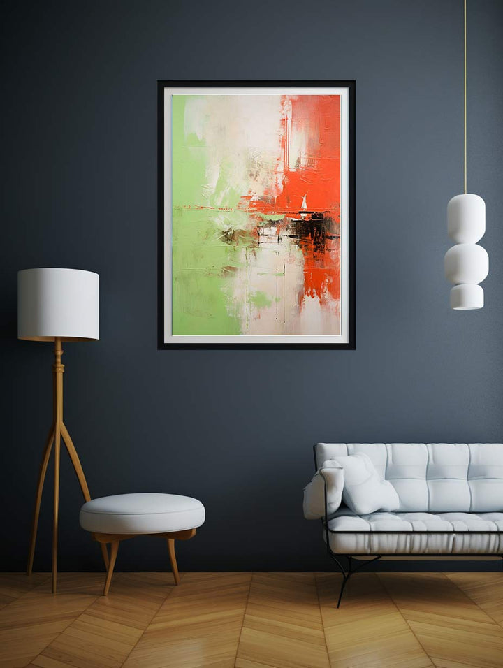 Abstract Painting Red Green