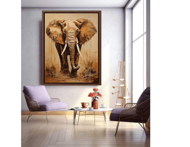 Brown Elephant Modern Art Painting 
