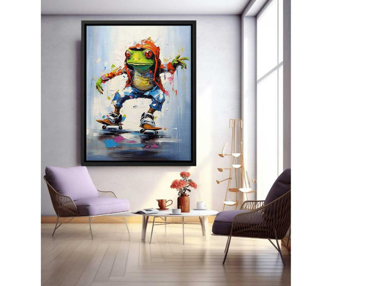 Frog Skates Modern Art Painting 