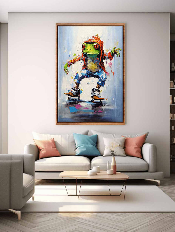 Frog Skates Modern Art Painting 