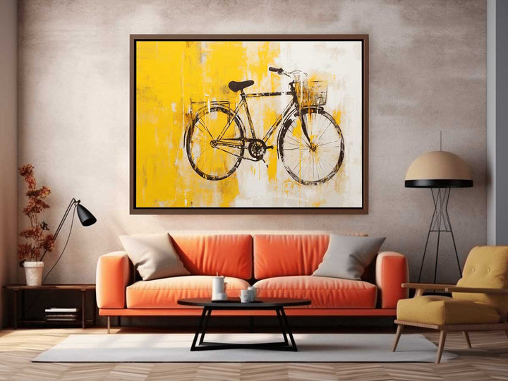 Yellow Cycle Modern Art Painting 