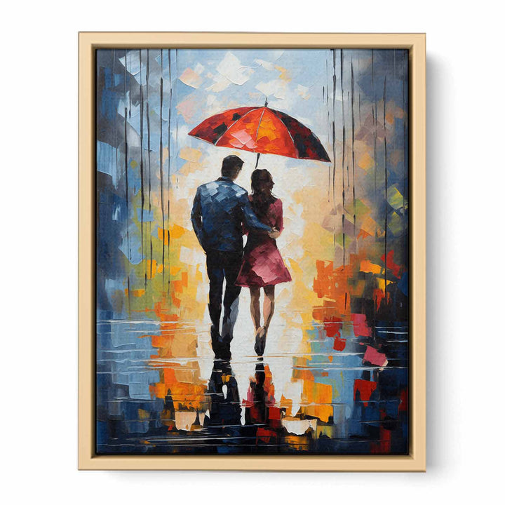 Couple Umbrella Modern Art Painting  Poster