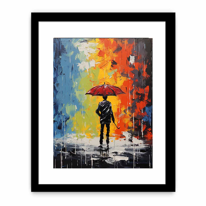 Man Umbrella Modern Art Painting
