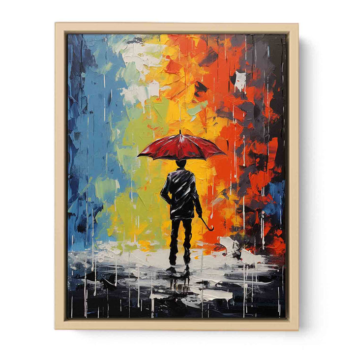 Man Umbrella Modern Art Painting