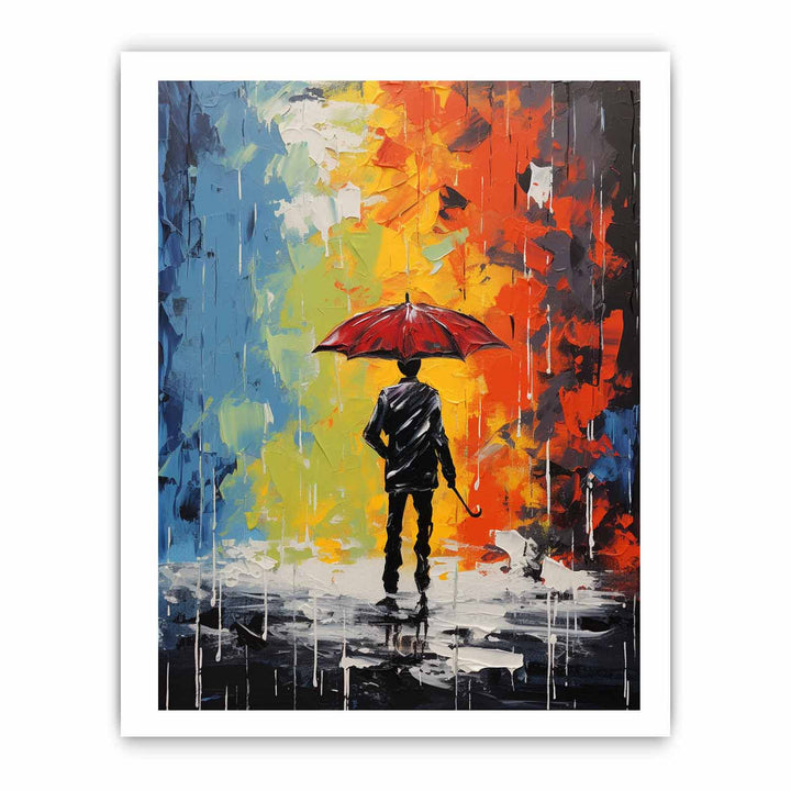 Man Umbrella Modern Art Painting