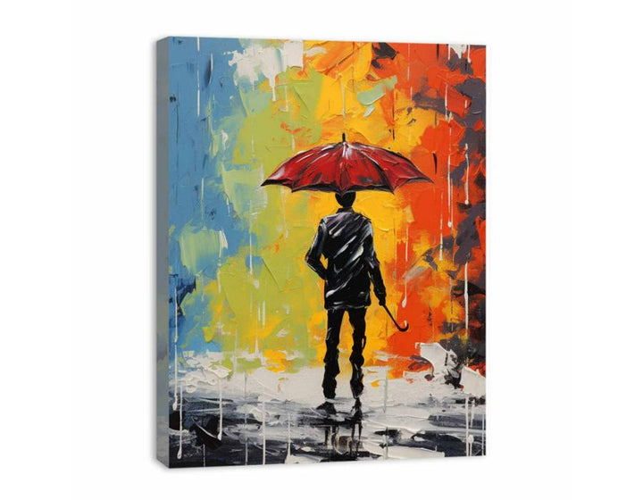 Man Umbrella Modern Art Painting