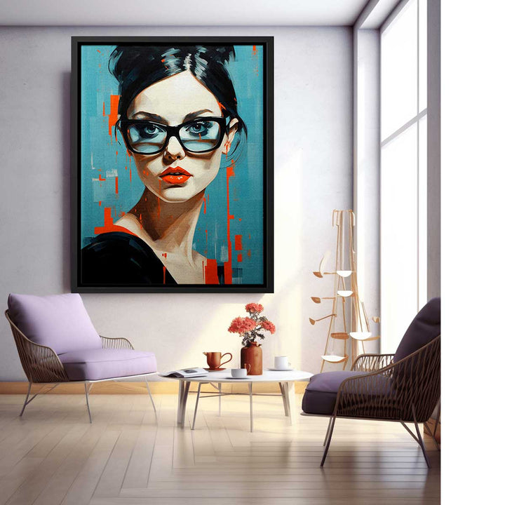 Modern Girl Glasses Art Painting 