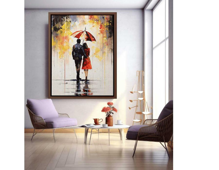 Modern art Umbrella Couple Painting 