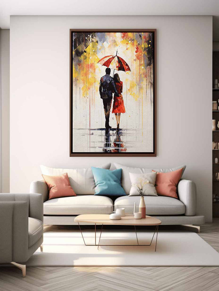 Modern art Umbrella Couple Painting 