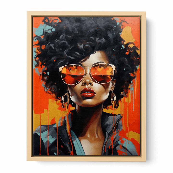 Modern Red Girl Art Painting Framed Print