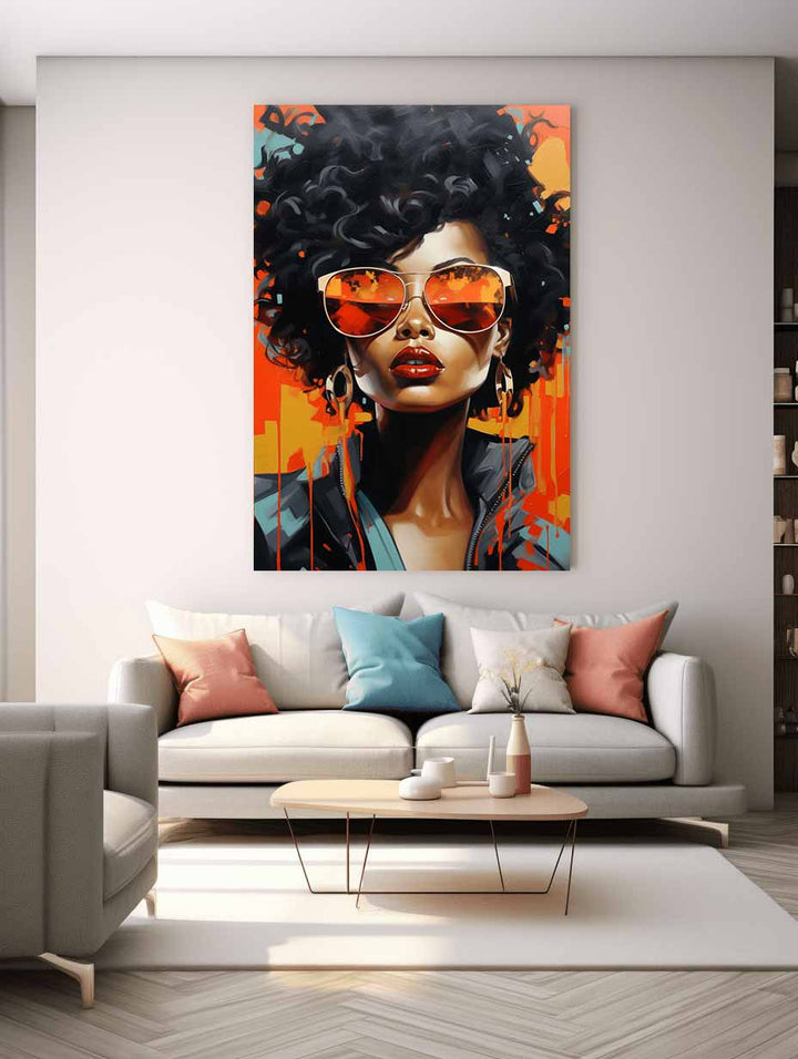 Modern Red Girl Art Painting 