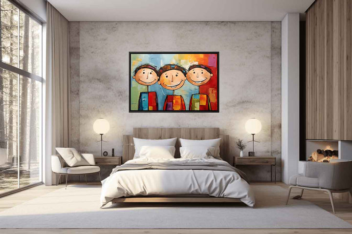 Three Boys Modern Art Painting