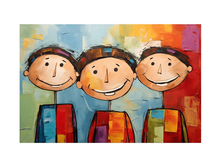Three Boys Modern Art Painting