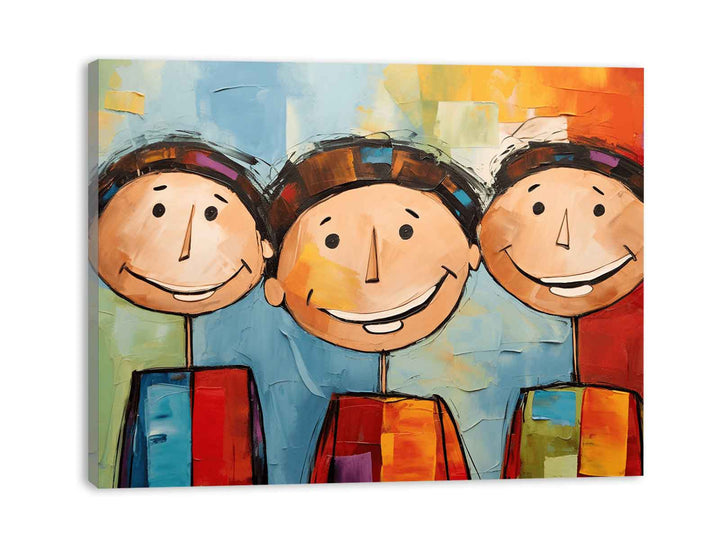 Three Boys Modern Art Painting
