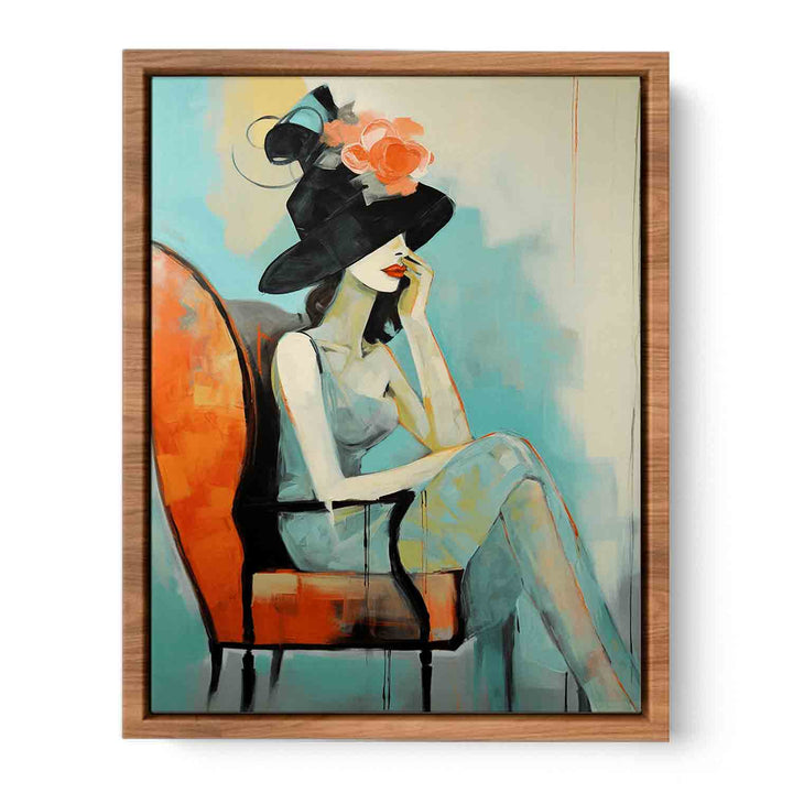 Girl Hat Chair Modern Art Painting  