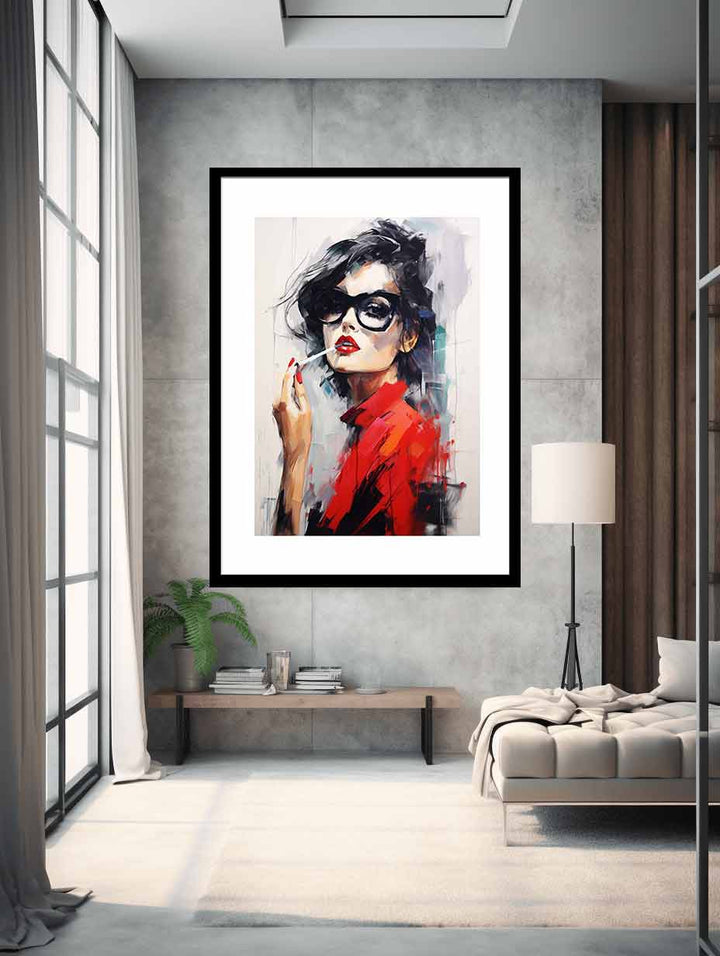 Red Girl Modern Art Painting  