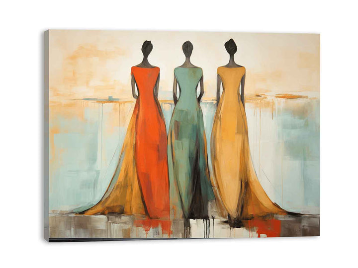 Three Ladies Dress Modern Art Painting