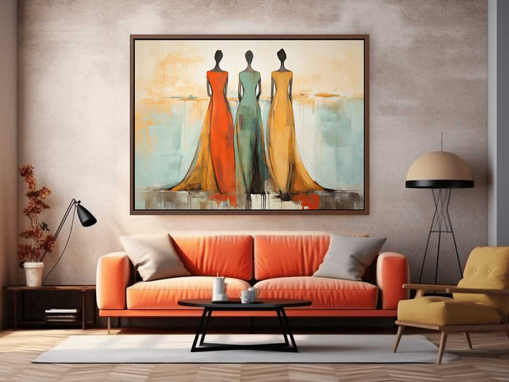 Three Ladies Dress Modern Art Painting