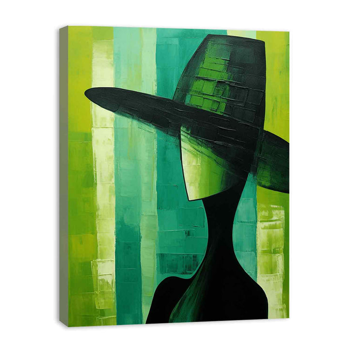 Green Hat Modern Art Painting  