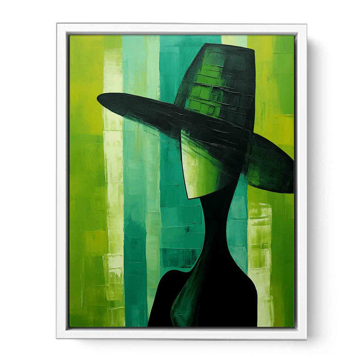 Green Hat Modern Art Painting  Canvas Print