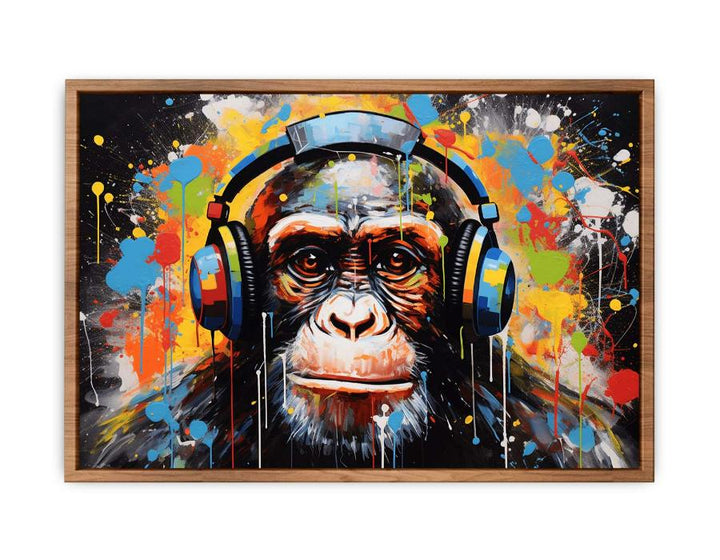 Monkey Head Phone Modern Art Painting  