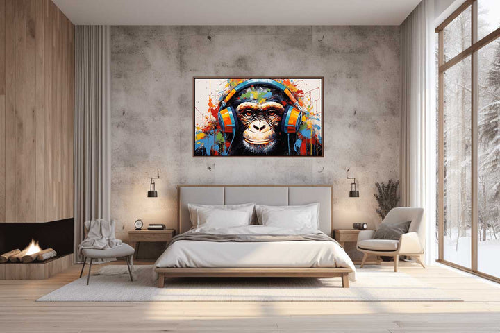 Modern Art Monkey Head Phone Painting  