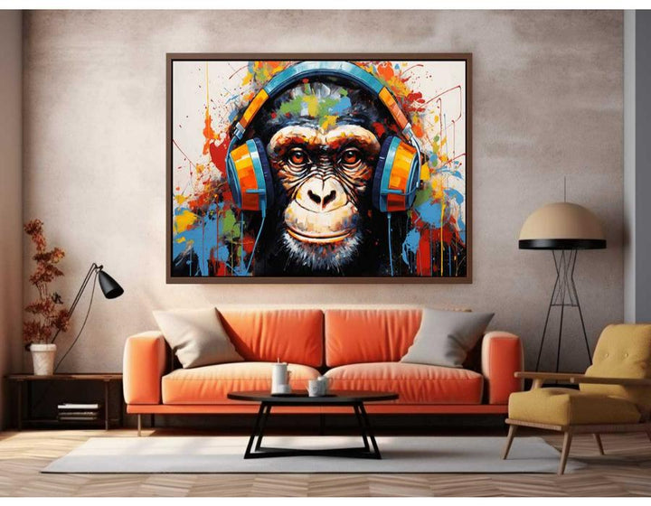 Modern Art Monkey Head Phone Painting  
