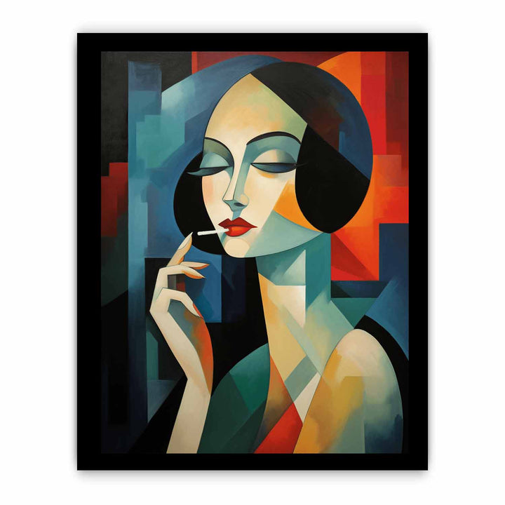 Woman Smoking Modern Art Painting